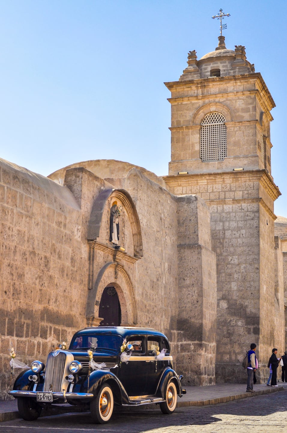 classic car and Santa Catalina monastery