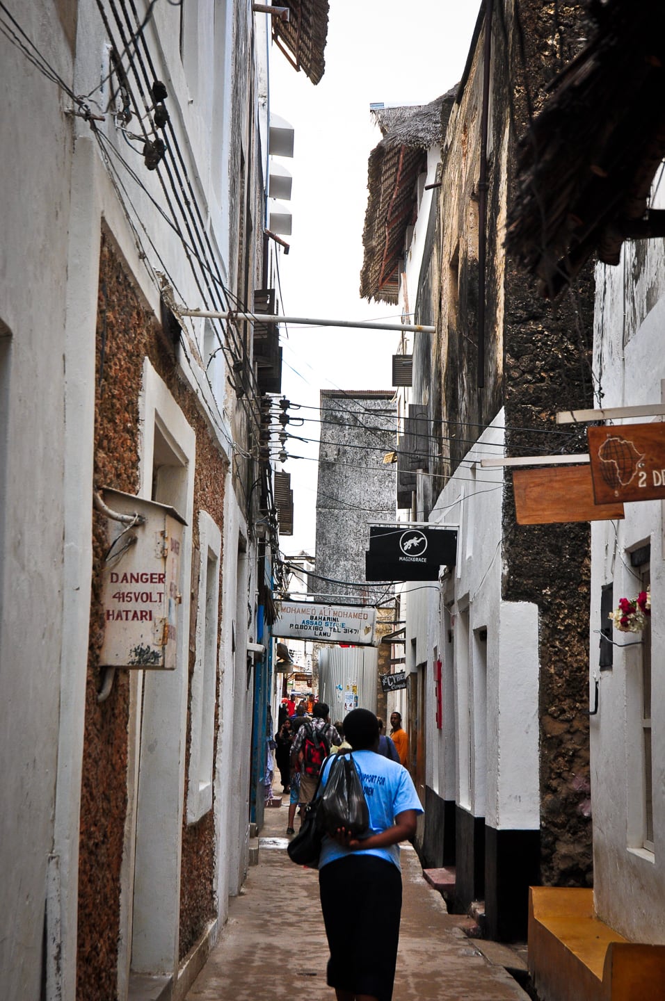 narrow streets of Lamu Town Kenya
