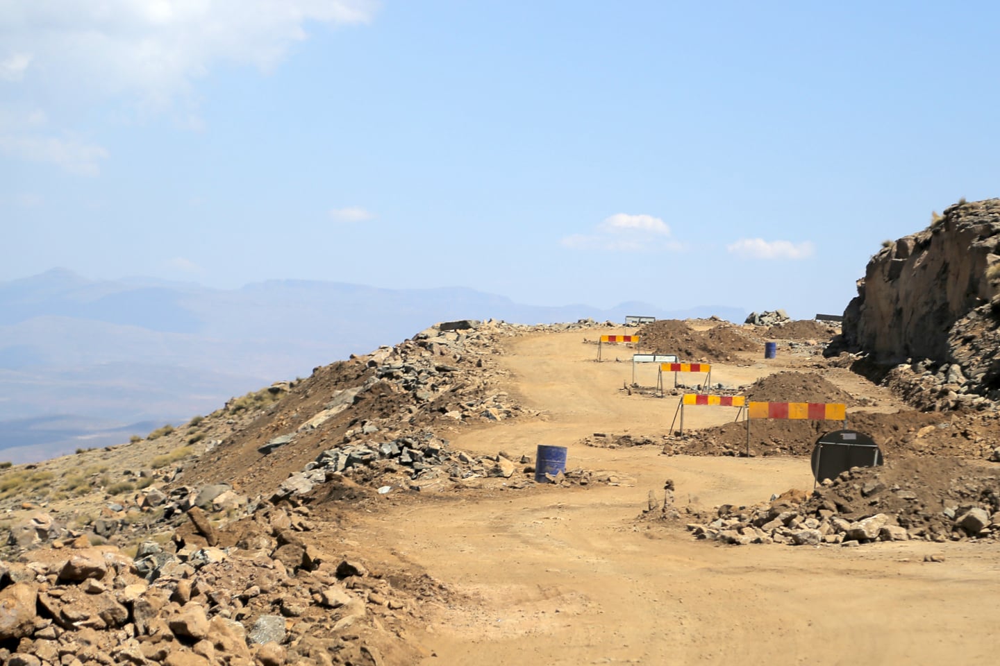 road under construction in Lesotho