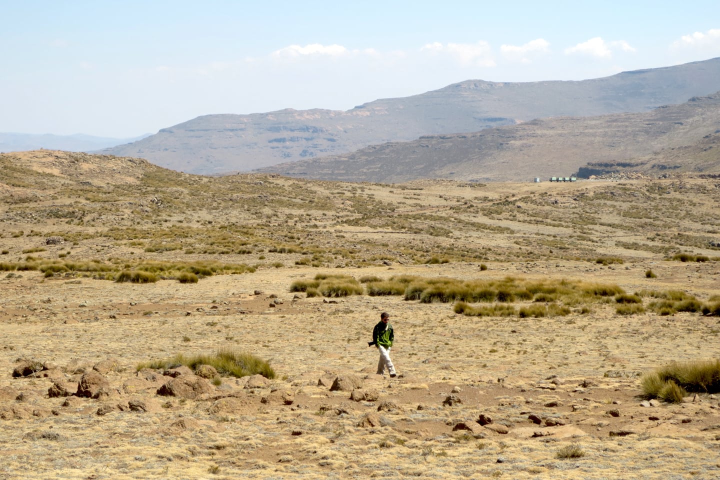 walking on high elevation plateau in Lesotho