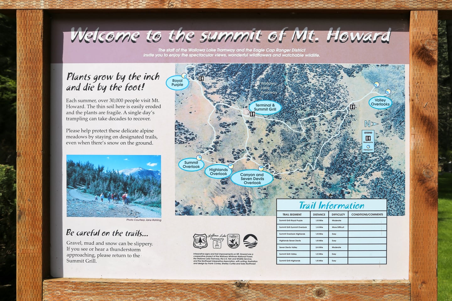 Wallowa Lake Tramway Mt Howard summit map