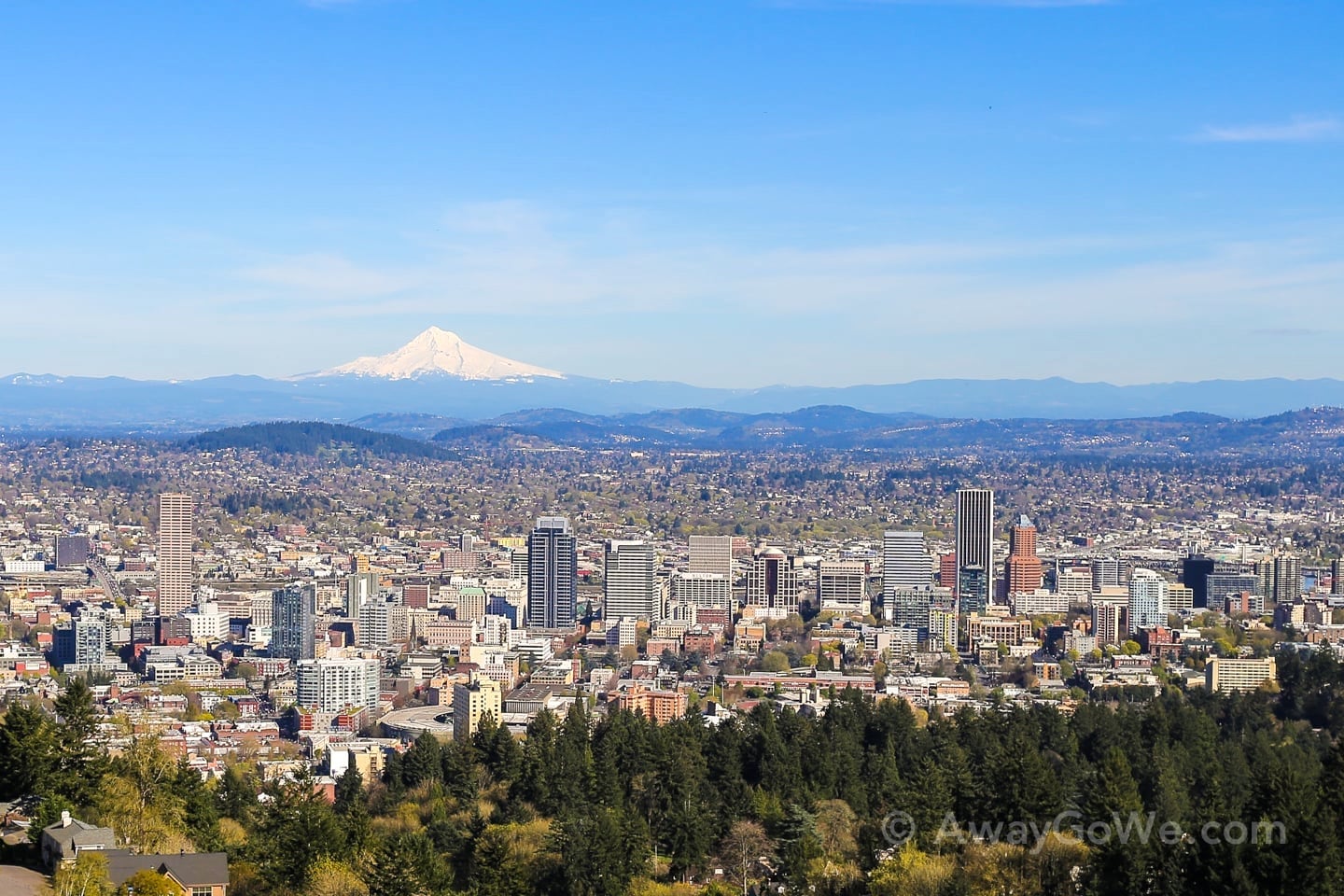 Pittock Mansion viewpoint Mount Hood downtown Portland