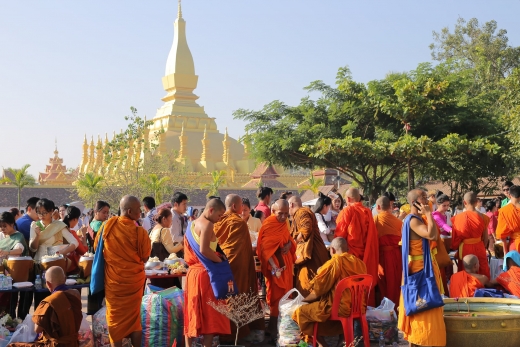 Almsgiving at the Festival of the Great Stupa