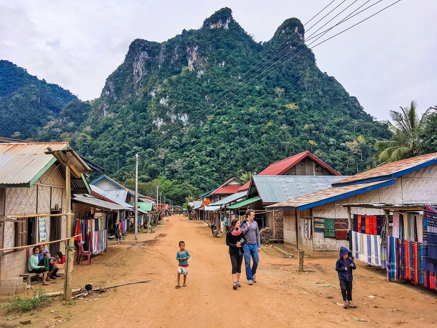 high street in Sop Cham weaving village Laos