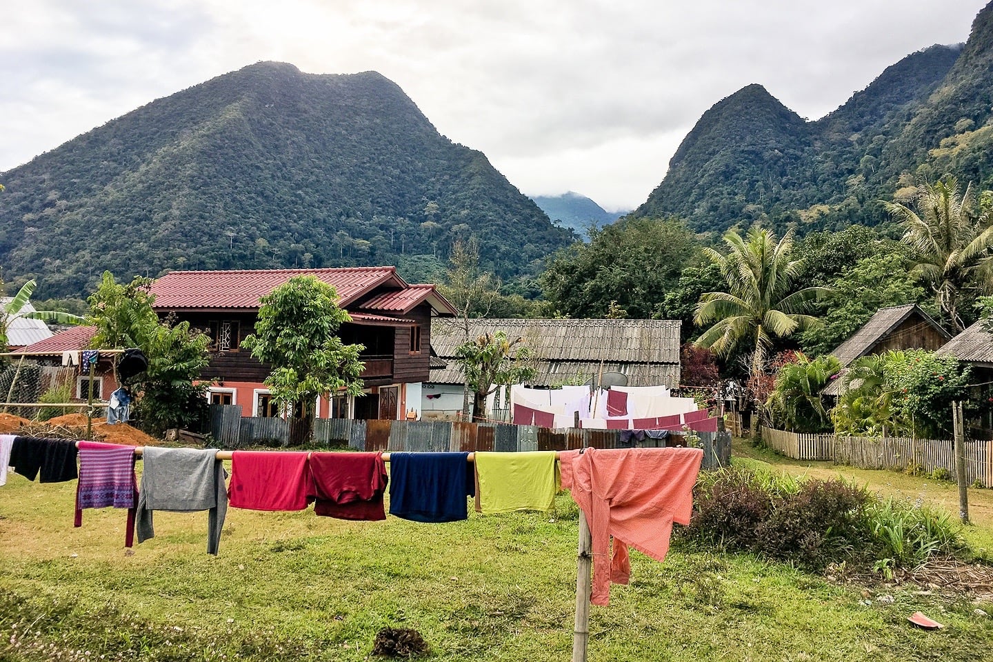 clothes drying in the sun in Muang Ngoi Neua Laos