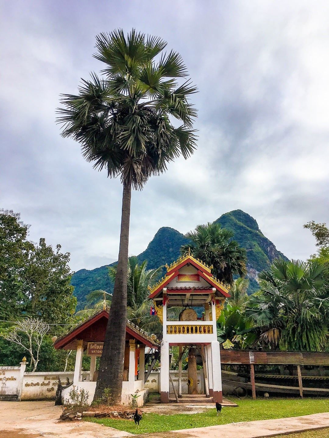 temple wat and karst in Muang Ngoi Neua Laos